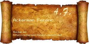 Ackerman Ferenc névjegykártya